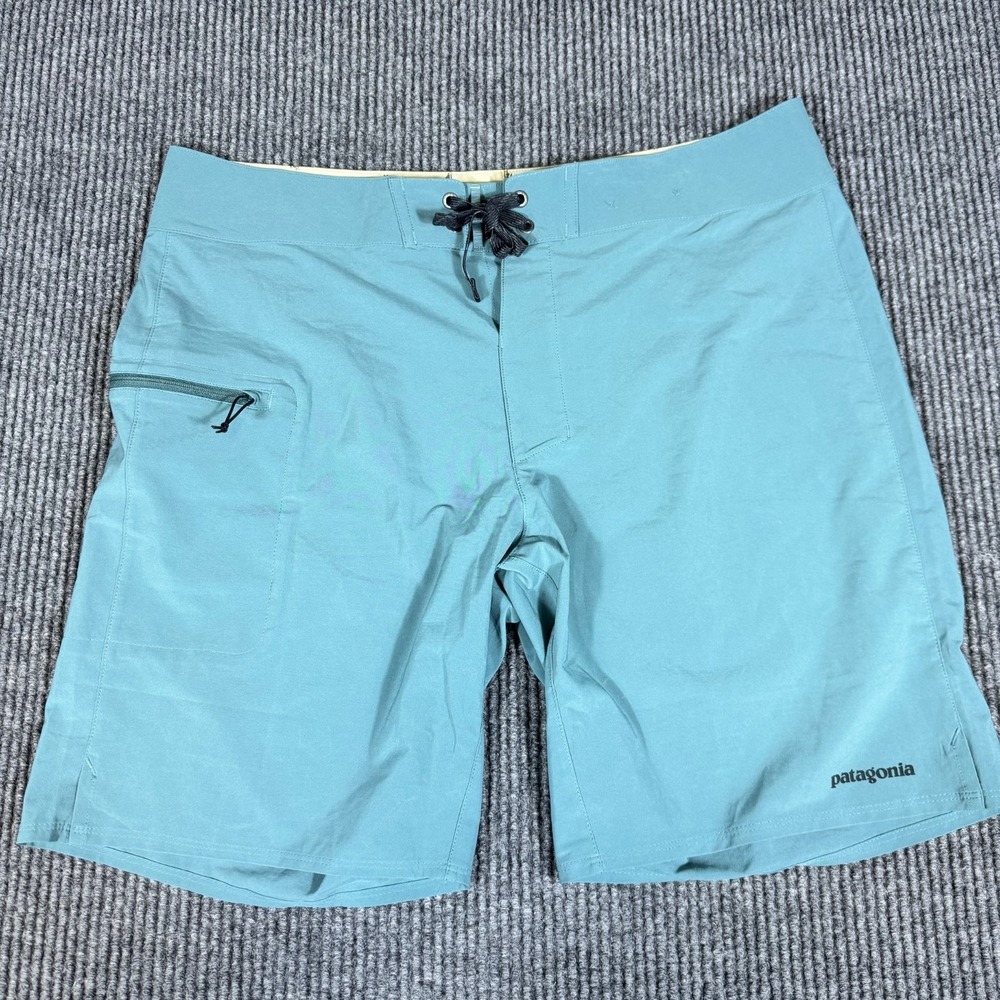 Patagonia Planing Board Shorts 19 Mens 38 Teal Cargo 86612 10" 10 Inch Inseam